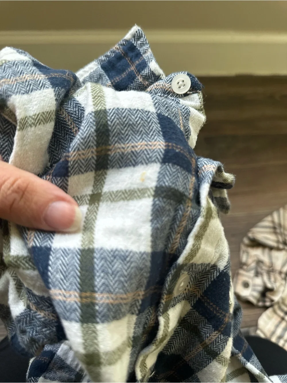 Bundle of boys long sleeve Kids Plaid Button-Up Shirt - Blue & Cream Brown